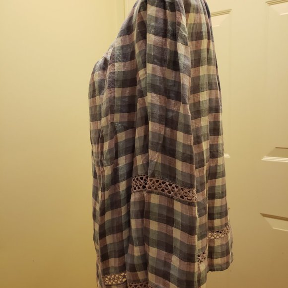 Chico's linen tunic in blue, white & lilac - sz 2 - Picture 3 of 8